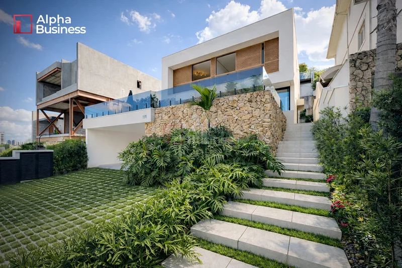 Fachada principal ou destaque de Casa Alphasítio mobiliada à venda – Santana de Parnaíba – 4 suítes – 388 m² por R$ 4.990.000 - Alphasítio - Alphaville